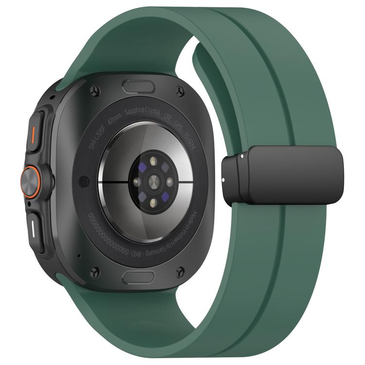 For Samsung Galaxy Watch Ultra / Ultra 2025 xDfind Flat Head Groove Folding Black Buckle Silicone Watch Band(Pine Green) by xDfind