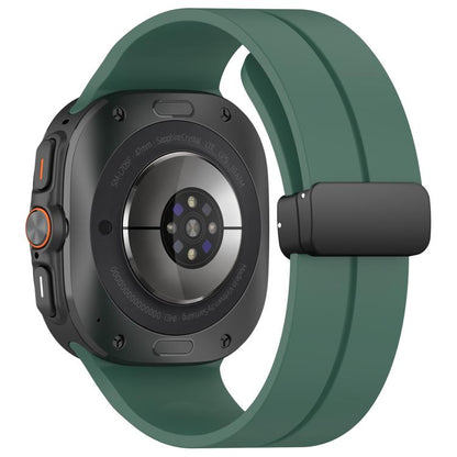 For Samsung Galaxy Watch Ultra / Ultra 2025 xDfind Flat Head Groove Folding Black Buckle Silicone Watch Band(Pine Green) by xDfind