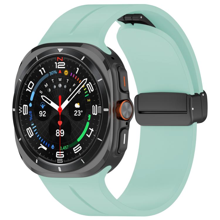 For Samsung Galaxy Watch Ultra / Ultra 2025 xDfind Flat Head Groove Folding Black Buckle Silicone Watch Band(Emerald Green) by xDfind