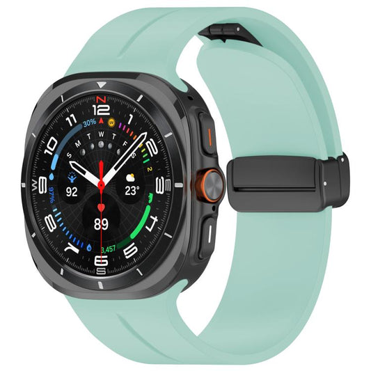 For Samsung Galaxy Watch Ultra / Ultra 2025 xDfind Flat Head Groove Folding Black Buckle Silicone Watch Band(Emerald Green) by xDfind
