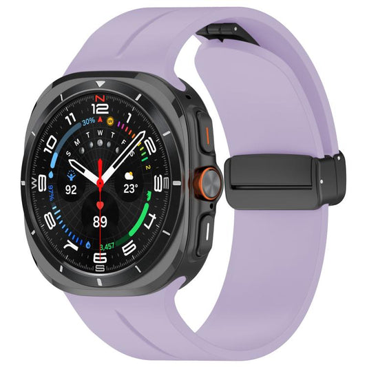 For Samsung Galaxy Watch Ultra / Ultra 2025 xDfind Flat Head Groove Folding Black Buckle Silicone Watch Band(Purple) by xDfind