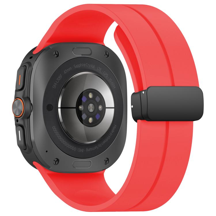 For Samsung Galaxy Watch Ultra / Ultra 2025 xDfind Flat Head Groove Folding Black Buckle Silicone Watch Band(Red) by xDfind