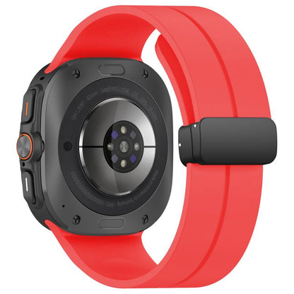 For Samsung Galaxy Watch Ultra / Ultra 2025 xDfind Flat Head Groove Folding Black Buckle Silicone Watch Band(Red) by xDfind
