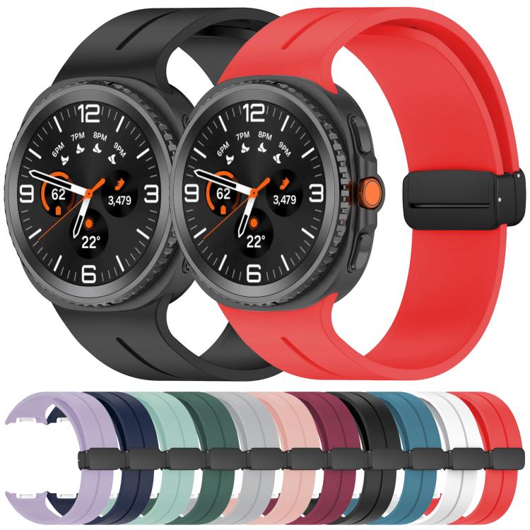 For Samsung Galaxy Watch Ultra / Ultra 2025 xDfind Flat Head Groove Folding Black Buckle Silicone Watch Band(Light Pink) by xDfind