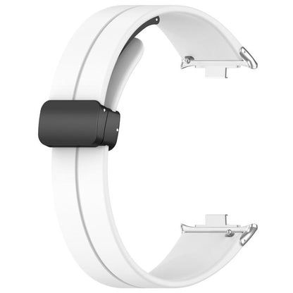 For Xiaomi Band 9 Pro/8 Pro/Redmi Watch 6/5/4 xDfind Flat Head Groove Folding Black Buckle Silicone Watch Band(White) by xDfind