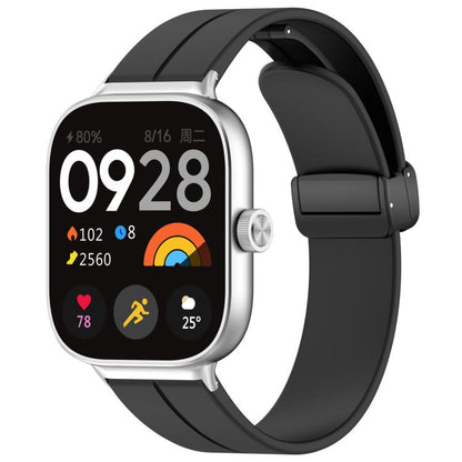 For Xiaomi Band 9 Pro/8 Pro/Redmi Watch 6/5/4 xDfind Flat Head Groove Folding Black Buckle Silicone Watch Band(Black) by xDfind