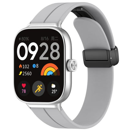 For Xiaomi Band 9 Pro/8 Pro/Redmi Watch 6/5/4 xDfind Flat Head Groove Folding Black Buckle Silicone Watch Band(Light Grey) by xDfind