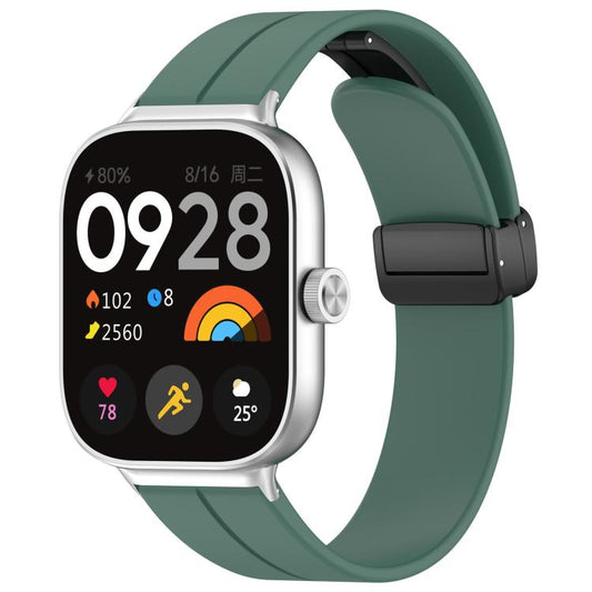 For Xiaomi Band 9 Pro/8 Pro/Redmi Watch 6/5/4 xDfind Flat Head Groove Folding Black Buckle Silicone Watch Band(Pine Green) by xDfind