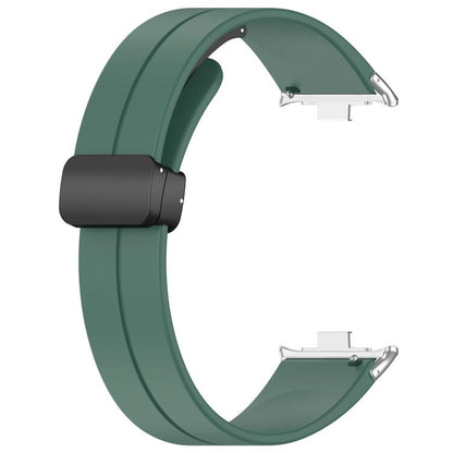 For Xiaomi Band 9 Pro/8 Pro/Redmi Watch 6/5/4 xDfind Flat Head Groove Folding Black Buckle Silicone Watch Band(Pine Green) by xDfind