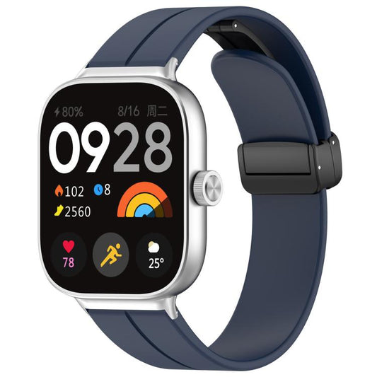 For Xiaomi Band 9 Pro/8 Pro/Redmi Watch 6/5/4 xDfind Flat Head Groove Folding Black Buckle Silicone Watch Band(Midnight Blue) by xDfind