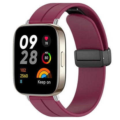 For Redmi Watch 3 xDfind Flat Head Groove Folding Black Buckle Silicone Watch Band(Wine Red) by xDfind
