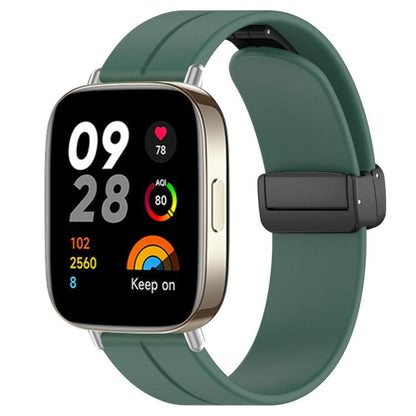 For Redmi Watch 3 xDfind Flat Head Groove Folding Black Buckle Silicone Watch Band(Pine Green) by xDfind