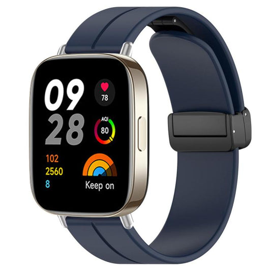 For Redmi Watch 3 xDfind Flat Head Groove Folding Black Buckle Silicone Watch Band(Midnight Blue) by xDfind