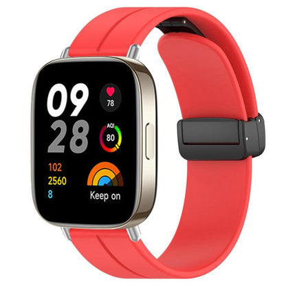 For Redmi Watch 3 xDfind Flat Head Groove Folding Black Buckle Silicone Watch Band(Red) by xDfind
