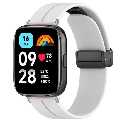 For Redmi Watch 3 Active / Watch 3 Lite xDfind Flat Head Groove Folding Black Buckle Silicone Watch Band(White) by xDfind