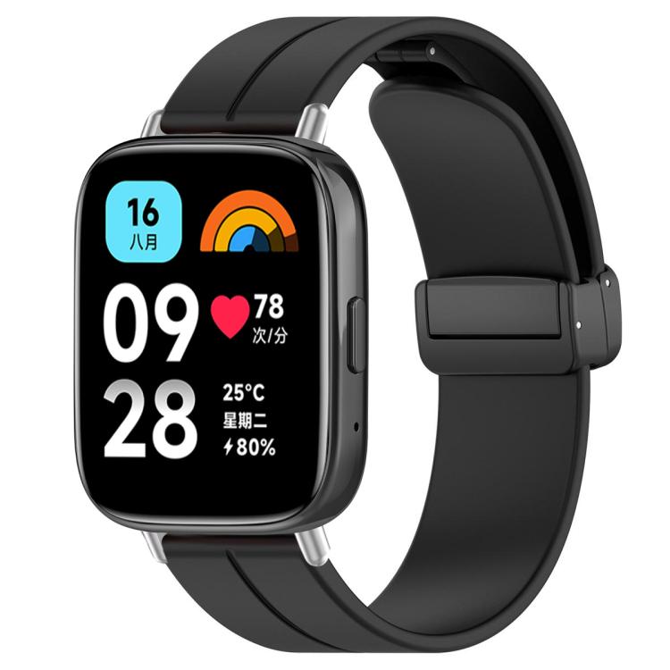 For Redmi Watch 3 Active / Watch 3 Lite xDfind Flat Head Groove Folding Black Buckle Silicone Watch Band(Black) by xDfind