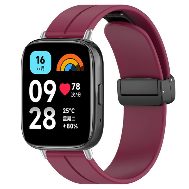 For Redmi Watch 3 Active / Watch 3 Lite xDfind Flat Head Groove Folding Black Buckle Silicone Watch Band(Wine Red) by xDfind