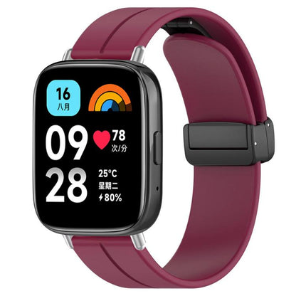 For Redmi Watch 3 Active / Watch 3 Lite xDfind Flat Head Groove Folding Black Buckle Silicone Watch Band(Wine Red) by xDfind