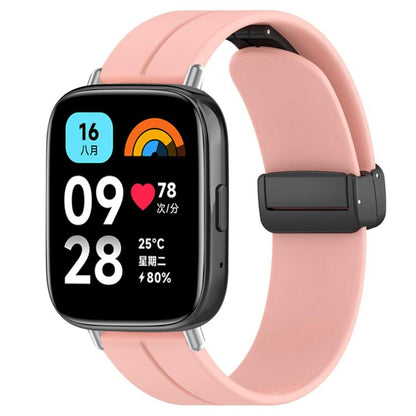 For Redmi Watch 3 Active / Watch 3 Lite xDfind Flat Head Groove Folding Black Buckle Silicone Watch Band(Light Pink) by xDfind
