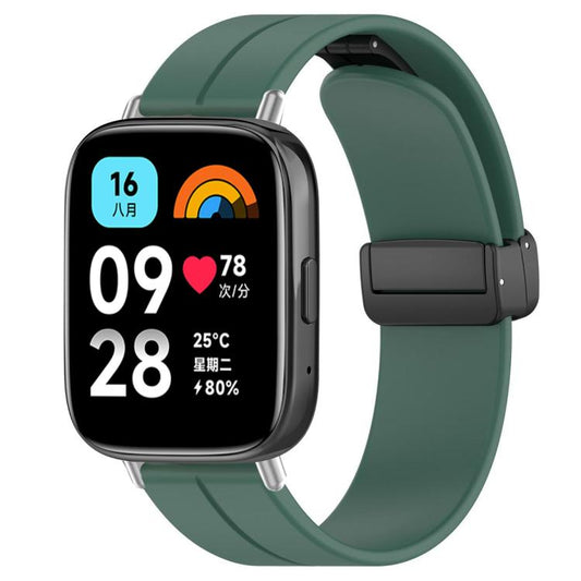 For Redmi Watch 3 Active / Watch 3 Lite xDfind Flat Head Groove Folding Black Buckle Silicone Watch Band(Pine Green) by xDfind