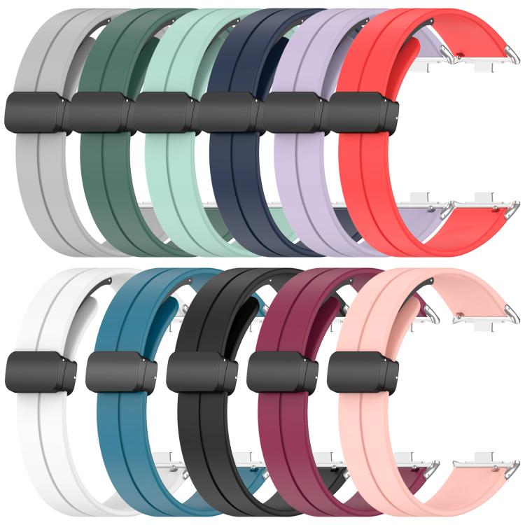 For Xiaomi Band 9 Pro/8 Pro/Redmi Watch 6/5/4 xDfind Flat Head Groove Folding Black Buckle Silicone Watch Band(Emerald Green) by xDfind