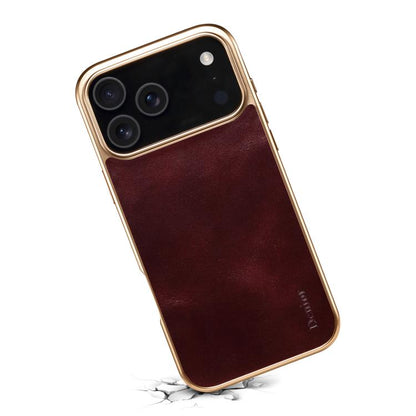 For iPhone 17 Pro Denior Oil Wax Leather Electroplating Phone Case(Red) by Denior