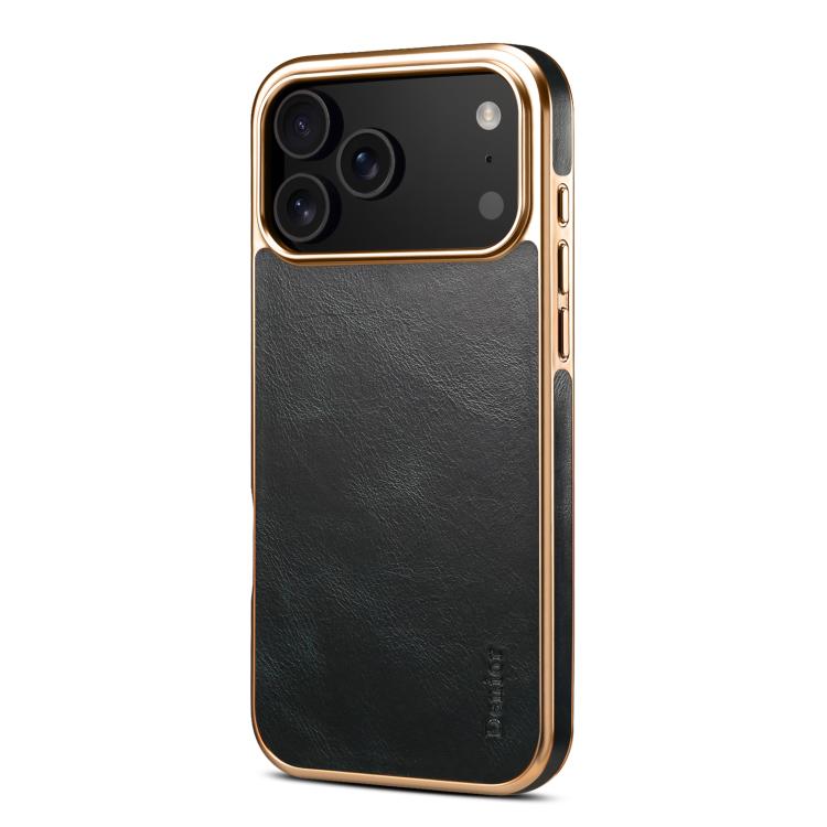 For iPhone 17 Pro Denior Oil Wax Leather Electroplating Phone Case(Blue) by Denior