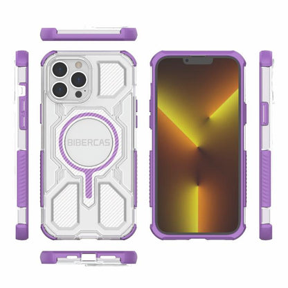 For iPhone 13 Pro Max BIBERCAS Transparent Color Series MagSafe Air Bag Shockproof Phone Case(Purple) by BIBERCAS