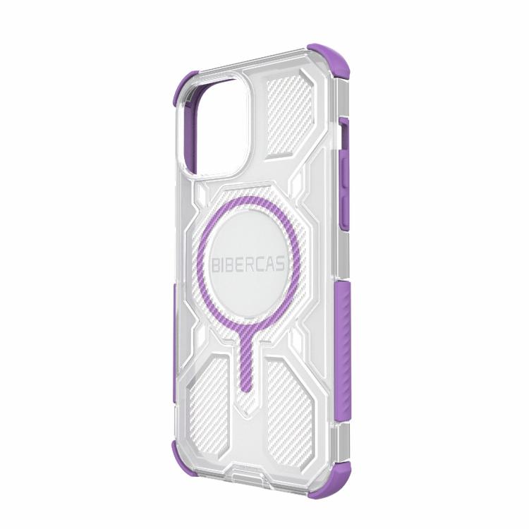 For iPhone 13 Pro Max BIBERCAS Transparent Color Series MagSafe Air Bag Shockproof Phone Case(Purple) by BIBERCAS