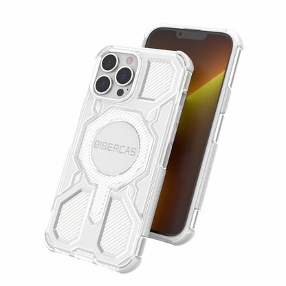 For iPhone 13 Pro Max BIBERCAS Transparent Color Series MagSafe Air Bag Shockproof Phone Case(Pink) by BIBERCAS