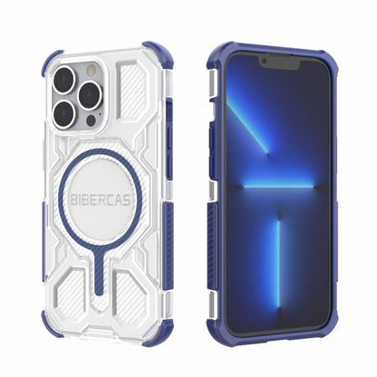 For iPhone 13 Pro BIBERCAS Transparent Color Series MagSafe Air Bag Shockproof Phone Case(Blue) by BIBERCAS