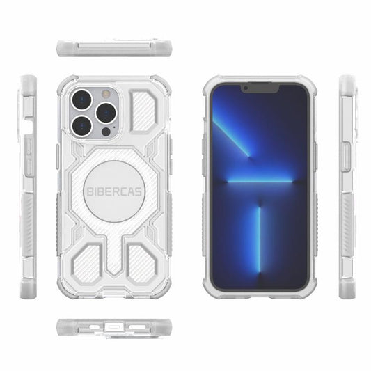 For iPhone 13 Pro BIBERCAS Transparent Color Series MagSafe Air Bag Shockproof Phone Case(White) by BIBERCAS