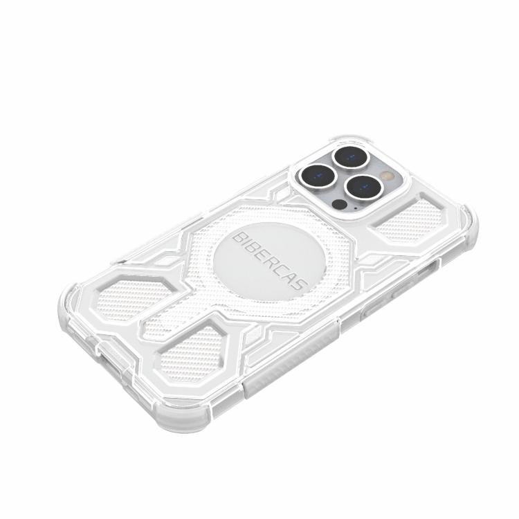 For iPhone 13 Pro BIBERCAS Transparent Color Series MagSafe Air Bag Shockproof Phone Case(White) by BIBERCAS