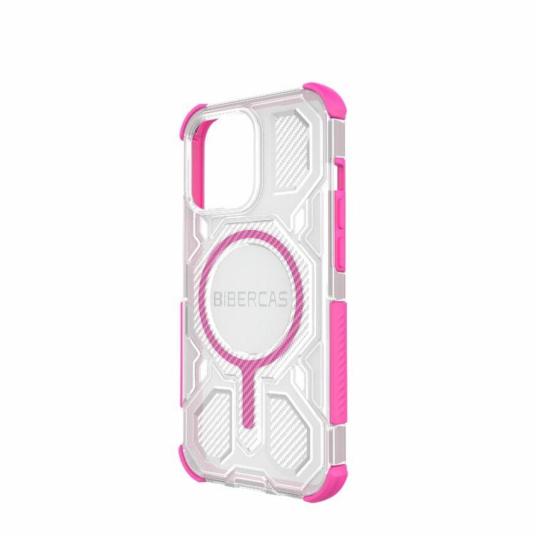For iPhone 13 Pro BIBERCAS Transparent Color Series MagSafe Air Bag Shockproof Phone Case(Pink) by BIBERCAS