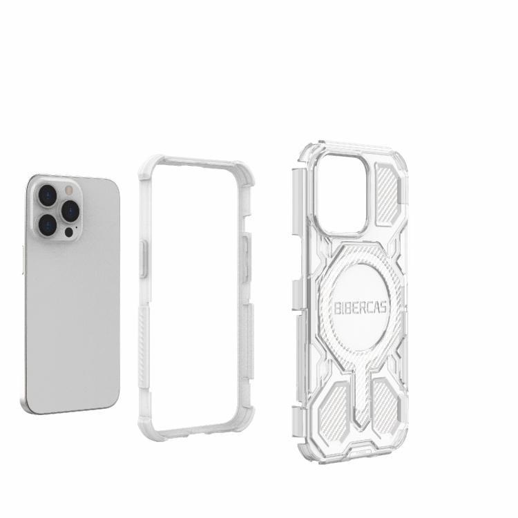 For iPhone 13 Pro BIBERCAS Transparent Color Series MagSafe Air Bag Shockproof Phone Case(Pink) by BIBERCAS