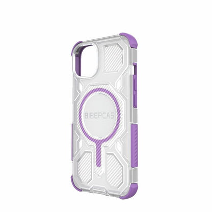 For iPhone 13 / 14 BIBERCAS Transparent Color Series MagSafe Air Bag Shockproof Phone Case(Purple) by BIBERCAS