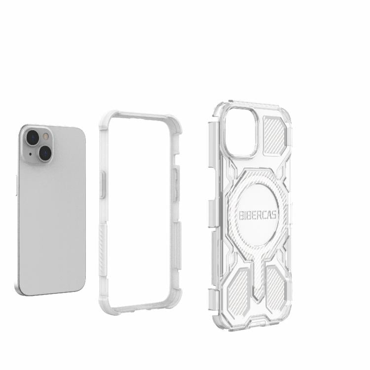 For iPhone 13 / 14 BIBERCAS Transparent Color Series MagSafe Air Bag Shockproof Phone Case(Blue) by BIBERCAS