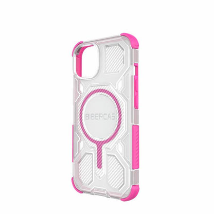For iPhone 13 / 14 BIBERCAS Transparent Color Series MagSafe Air Bag Shockproof Phone Case(Pink) by BIBERCAS