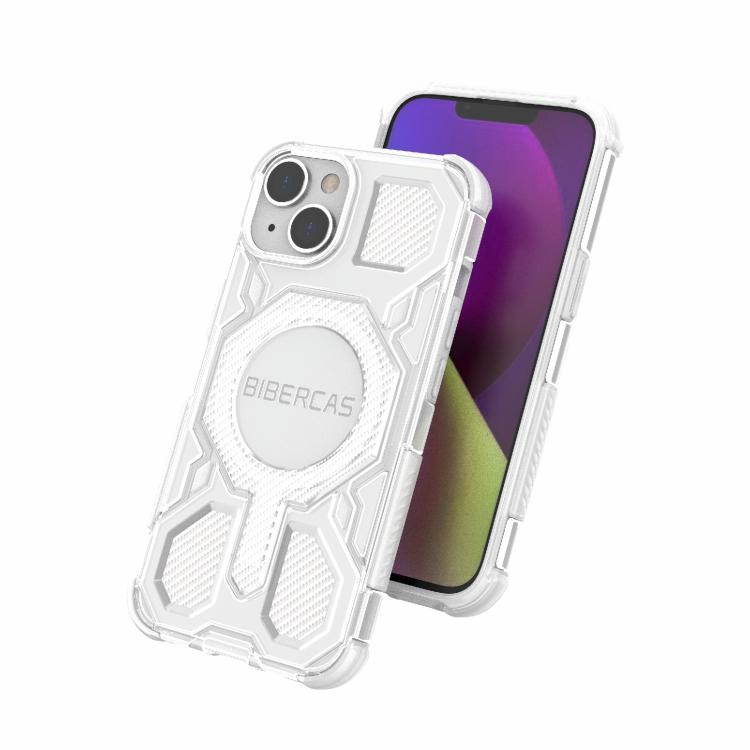 For iPhone 13 / 14 BIBERCAS Transparent Color Series MagSafe Air Bag Shockproof Phone Case(Black) by BIBERCAS