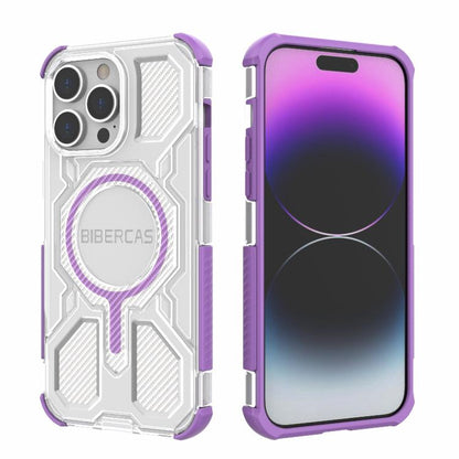 For iPhone 14 Pro Max BIBERCAS Transparent Color Series MagSafe Air Bag Shockproof Phone Case(Purple) by BIBERCAS