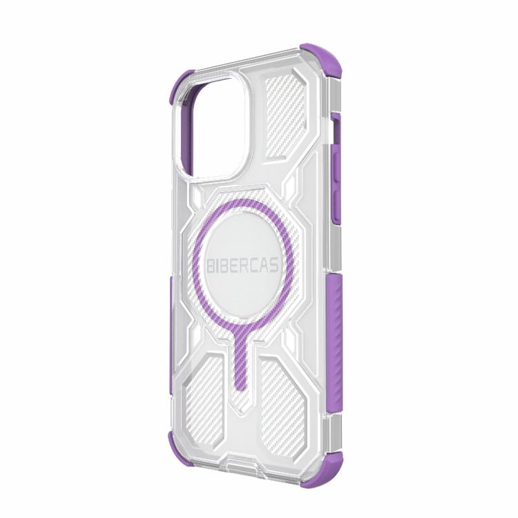 For iPhone 14 Pro Max BIBERCAS Transparent Color Series MagSafe Air Bag Shockproof Phone Case(Purple) by BIBERCAS