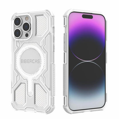For iPhone 14 Pro Max BIBERCAS Transparent Color Series MagSafe Air Bag Shockproof Phone Case(White) by BIBERCAS