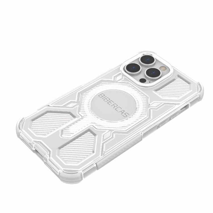 For iPhone 14 Pro Max BIBERCAS Transparent Color Series MagSafe Air Bag Shockproof Phone Case(White) by BIBERCAS