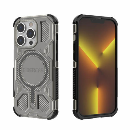 For iPhone 14 Pro BIBERCAS Transparent Color Series MagSafe Air Bag Shockproof Phone Case(Black) by BIBERCAS