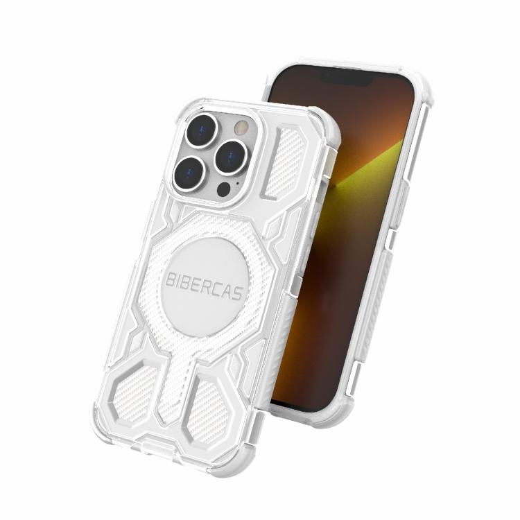 For iPhone 14 Pro BIBERCAS Transparent Color Series MagSafe Air Bag Shockproof Phone Case(Black) by BIBERCAS