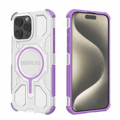 For iPhone 15 Pro Max BIBERCAS Transparent Color Series MagSafe Air Bag Shockproof Phone Case(Purple) by BIBERCAS
