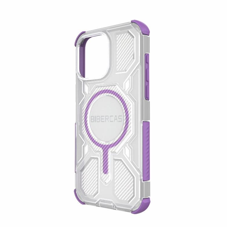 For iPhone 15 Pro Max BIBERCAS Transparent Color Series MagSafe Air Bag Shockproof Phone Case(Purple) by BIBERCAS