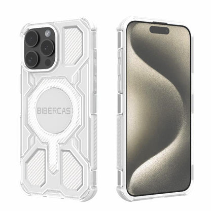 For iPhone 15 Pro Max BIBERCAS Transparent Color Series MagSafe Air Bag Shockproof Phone Case(White) by BIBERCAS