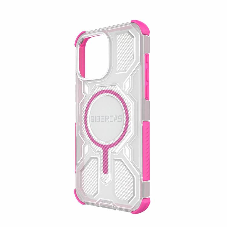 For iPhone 15 Pro Max BIBERCAS Transparent Color Series MagSafe Air Bag Shockproof Phone Case(Pink) by BIBERCAS