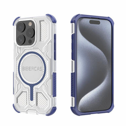 For iPhone 15 Pro BIBERCAS Transparent Color Series MagSafe Air Bag Shockproof Phone Case(Blue) by BIBERCAS